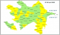 Küləkli hava şəraiti ilə bağlı sarı xəbərdarlıq verilib