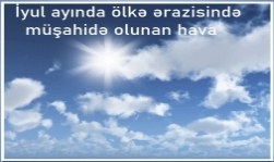 İyul ayı ərzində ölkə ərazisində müşahidə olunan hava