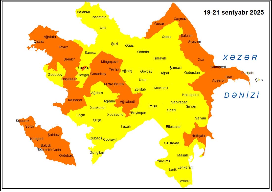 Küləkli hava şəraiti ilə bağlı sarı və narıncı xəbərdarlıq verilib