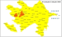 Küləkli hava şəraiti ilə bağlı sarı və narıncı xəbərdarlıq verilib