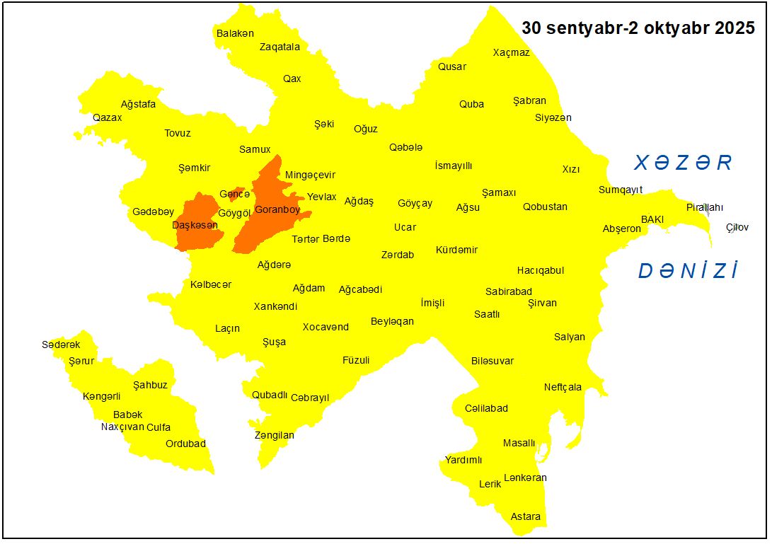 Küləkli hava şəraiti ilə bağlı sarı və narıncı xəbərdarlıq verilib