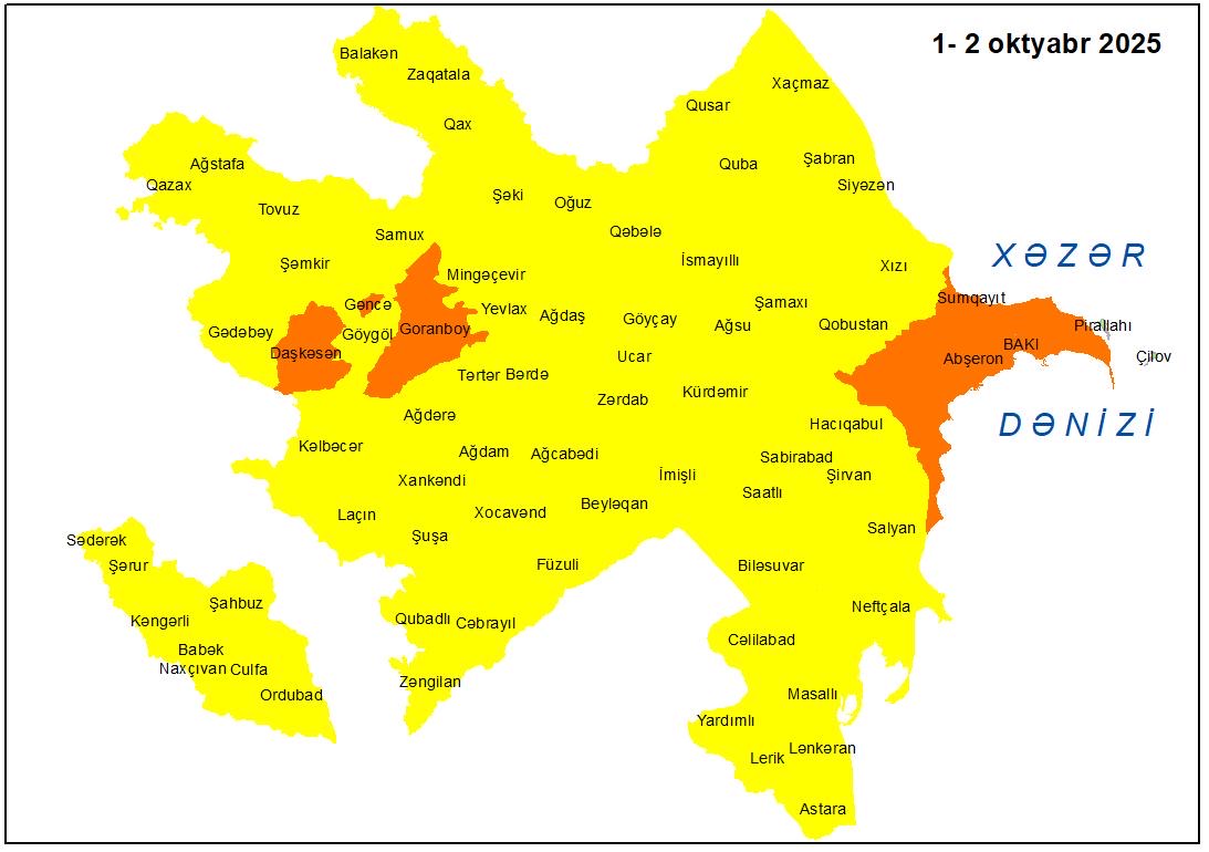 Küləkli hava şəraiti ilə bağlı sarı və narıncı xəbərdarlıq verilib