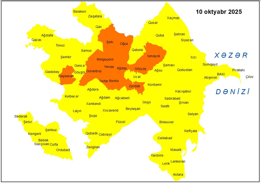 Küləkli hava şəraiti ilə bağlı sarı və narıncı xəbərdarlıq verilib