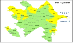 Küləkli hava şəraiti ilə bağlı sarı xəbərdarlıq verilib