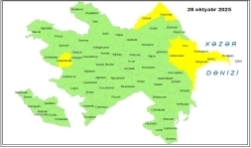 Küləkli hava şəraiti ilə bağlı sarı xəbərdarlıq verilib