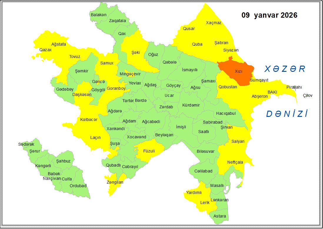 Küləkli hava şəraiti ilə bağlı sarı və narıncı xəbərdarlıq verilib
