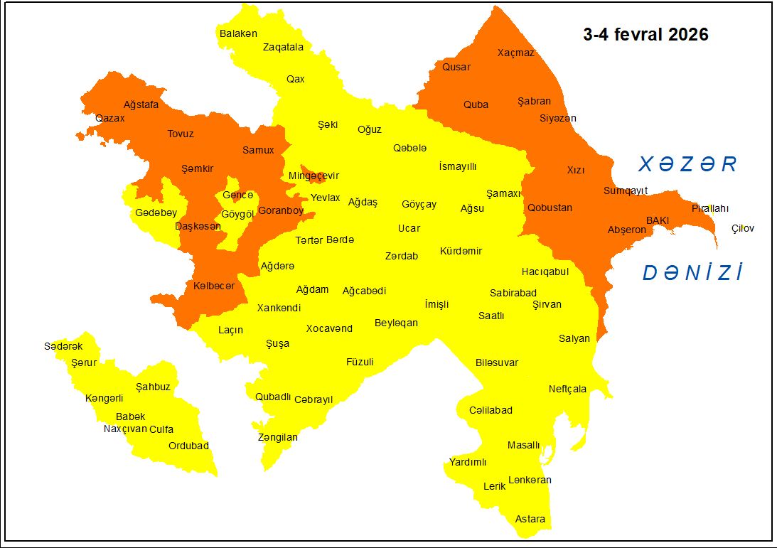Küləkli hava şəraiti ilə bağlı sarı və narıncı xəbərdarlıq verilib