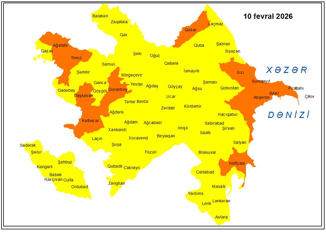 Küləkli hava şəraiti ilə bağlı sarı və narıncı xəbərdarlıq verilib