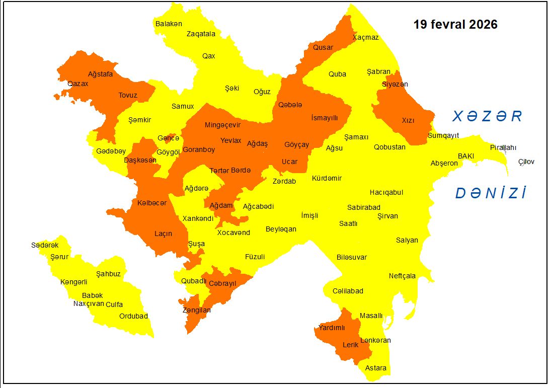Küləkli hava şəraiti ilə bağlı sarı və narıncı xəbərdarlıq verilib