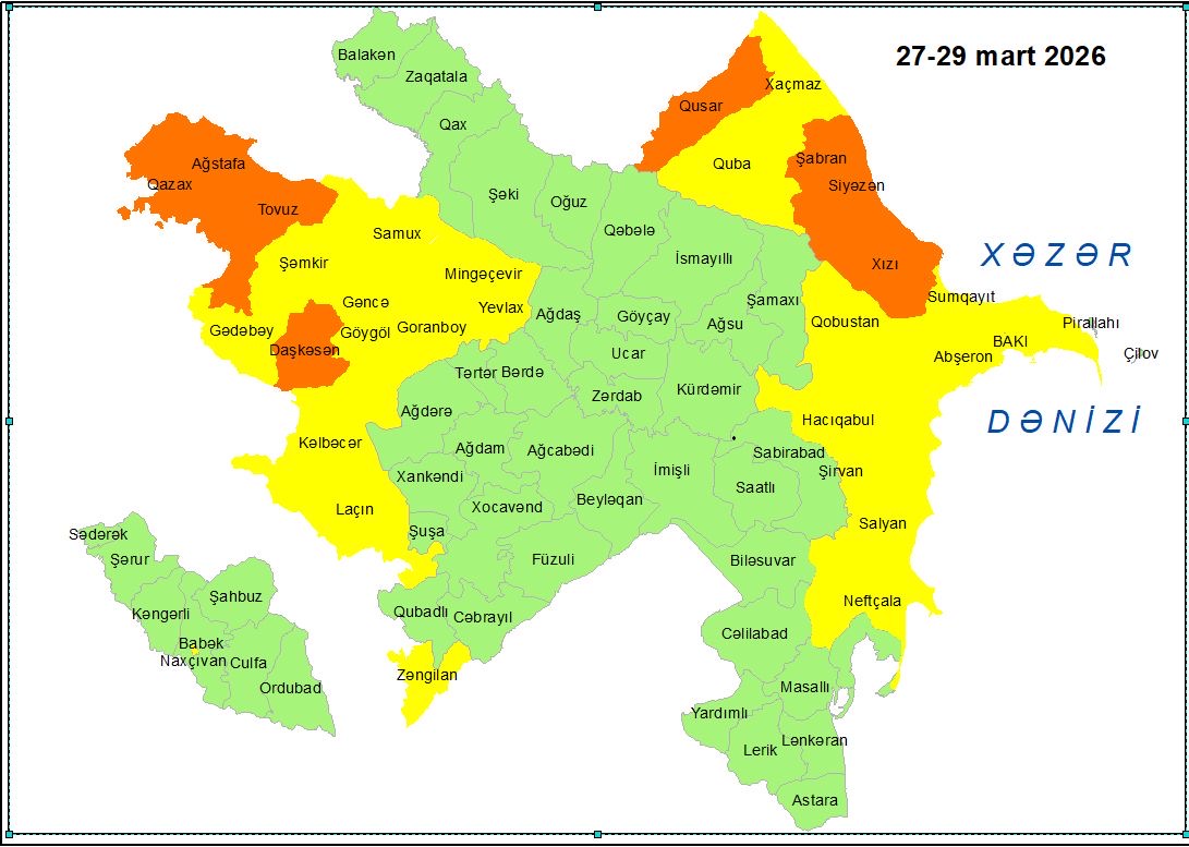 Küləkli hava şəraiti ilə bağlı sarı və narıncı xəbərdarlıq verilib