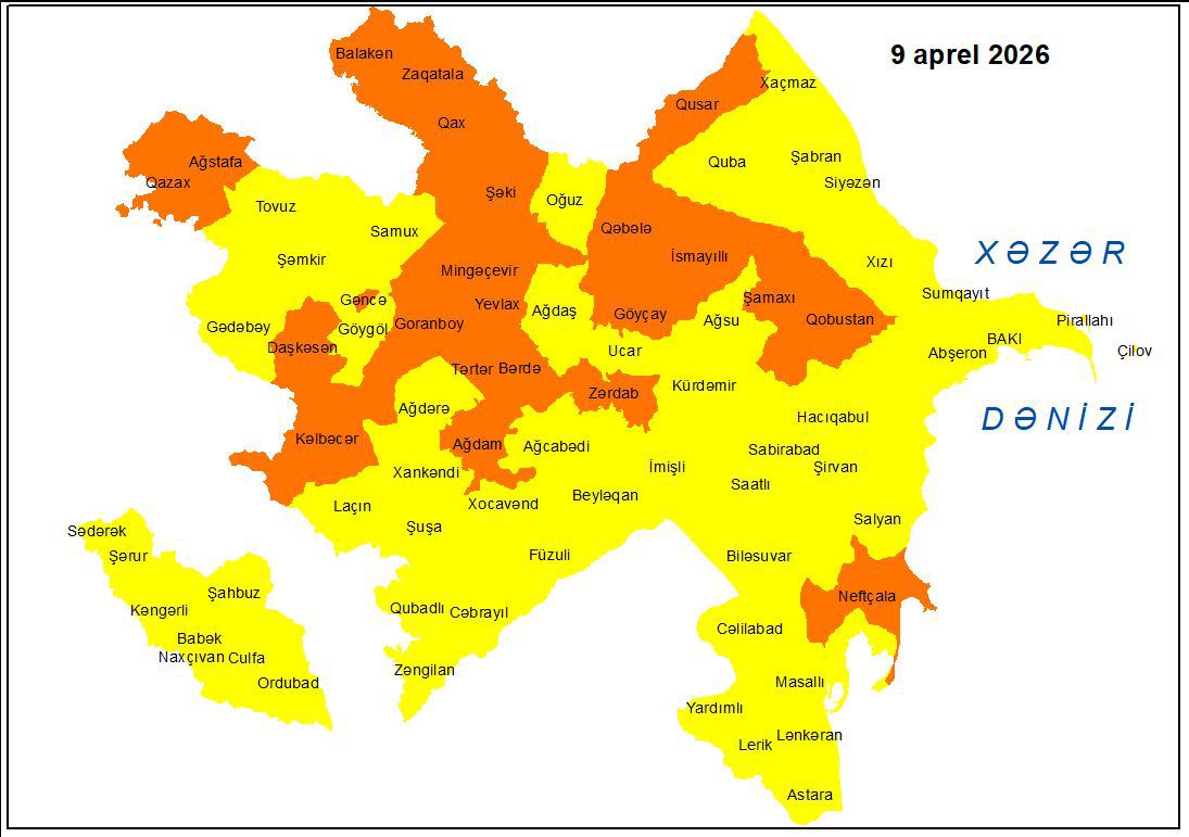 Küləkli hava şəraiti ilə bağlı sarı və narıncı xəbərdarlıq verilib