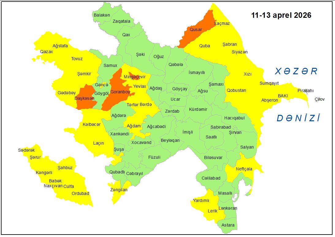 Küləkli hava şəraiti ilə bağlı sarı və narıncı xəbərdarlıq verilib