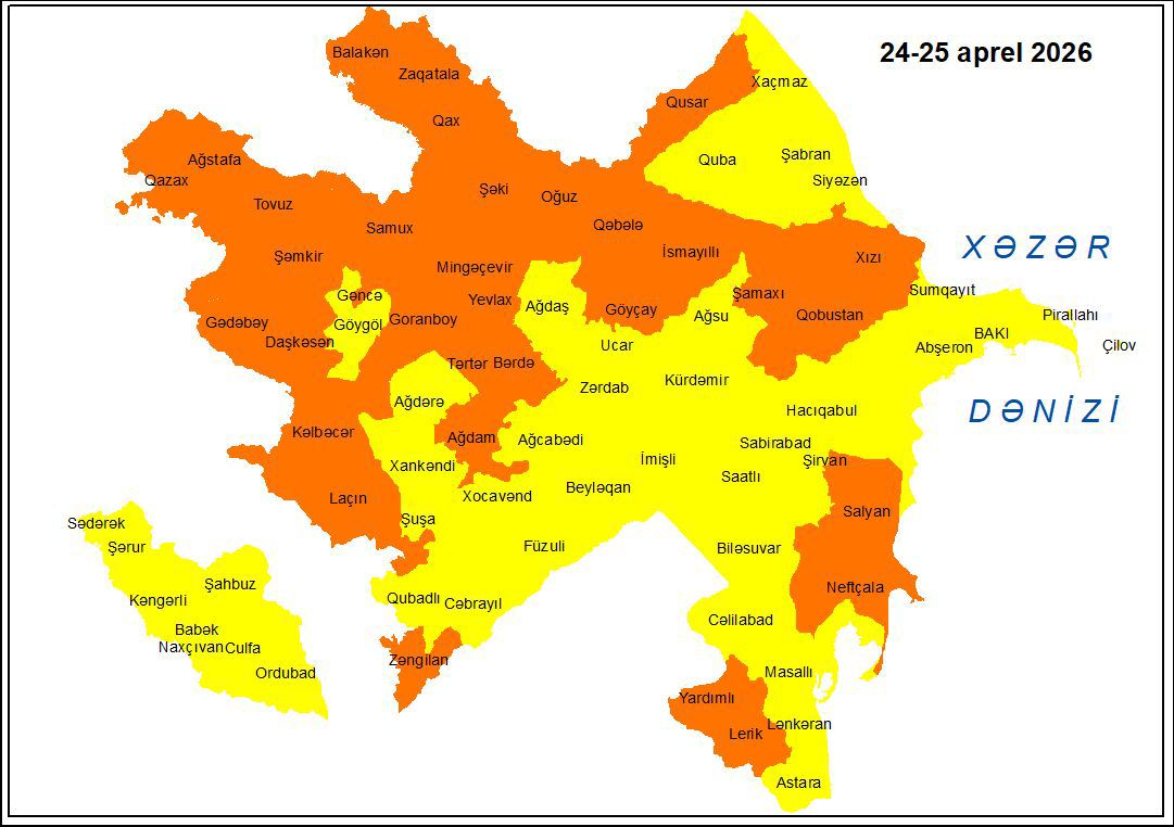 Küləkli hava şəraiti ilə bağlı sarı və narıncı xəbərdarlıq verilib
