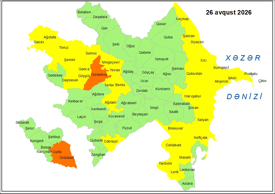 Küləkli hava şəraiti ilə bağlı sarı və narıncı xəbərdarlıq verilib.