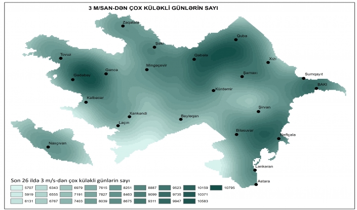 3 m/san yuxarı küləkli günlərin sayı