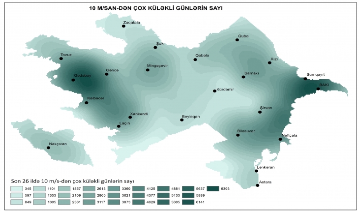 10 m/san yuxarı küləkli günlərin sayı